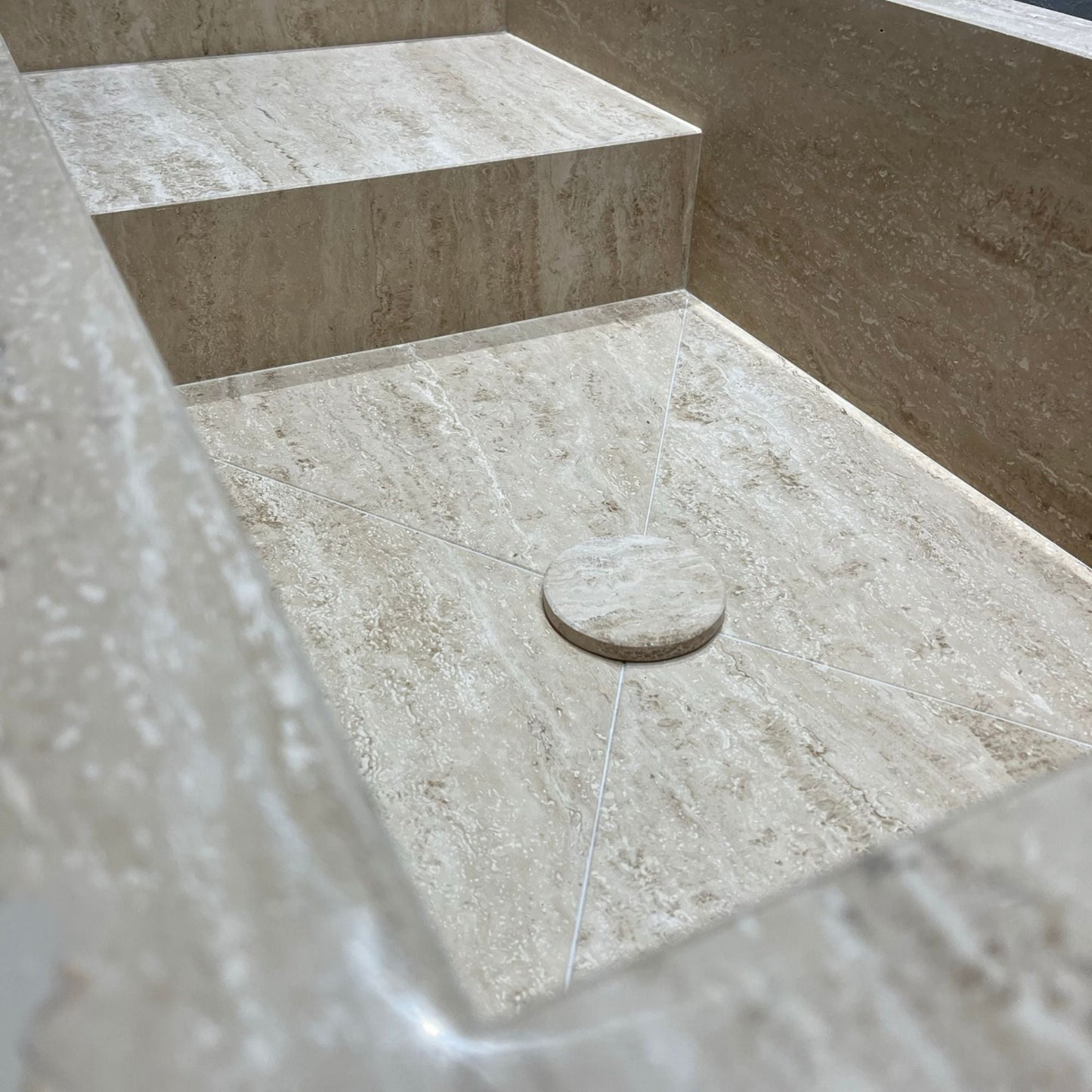 Travertine Handcrafted Custom Bathroom Sink with Natural Veining