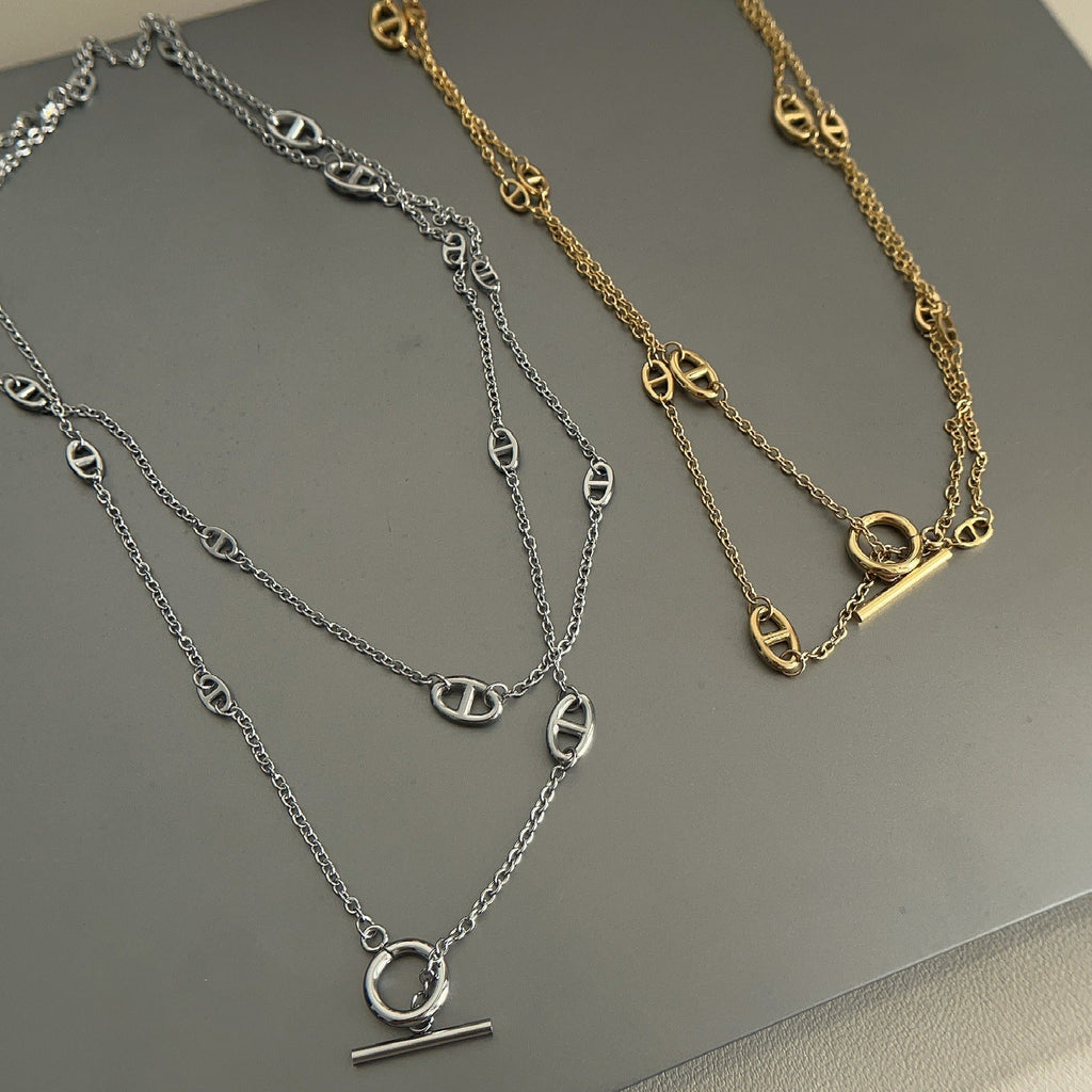 18K gold-plated titanium steel pig nose necklace