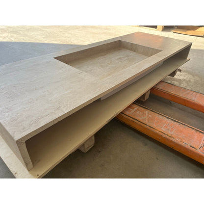 Travertine Sink Warm Beige Handcrafted Natural Stone Custom Design