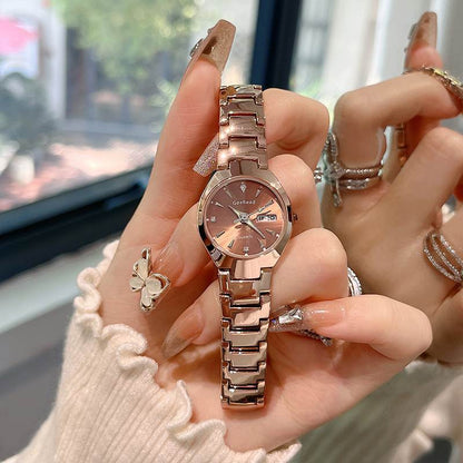 Womens Versatile Waterproof Luminous Niche-Style Quartz Watch With Calendar