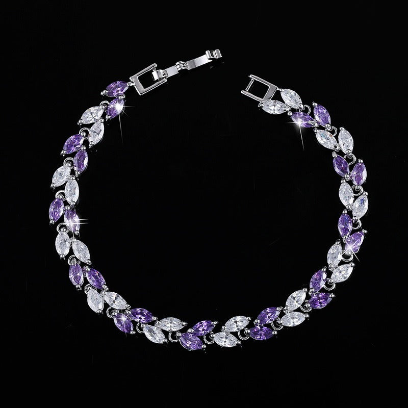 Small leaf zircon bracelet