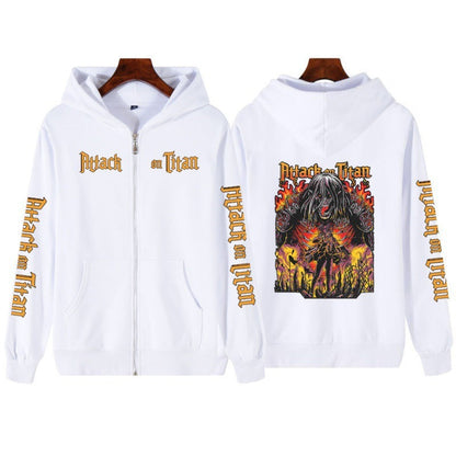 Printed Zipper Sweater Unisex Hoodie Coat