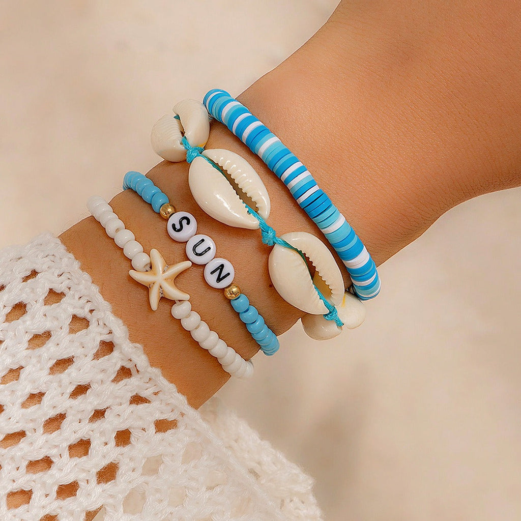 Beach Starfish Beaded Shell Rice Bead Bracelet