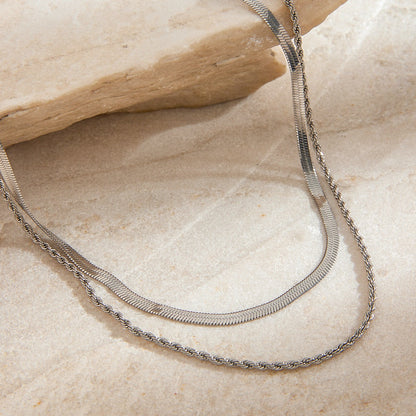Double chain design simple personality necklace