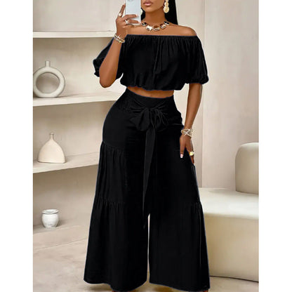 High-Waist Flared Pants & Top Two-Piece Set – 7 Colors, S–2XL
