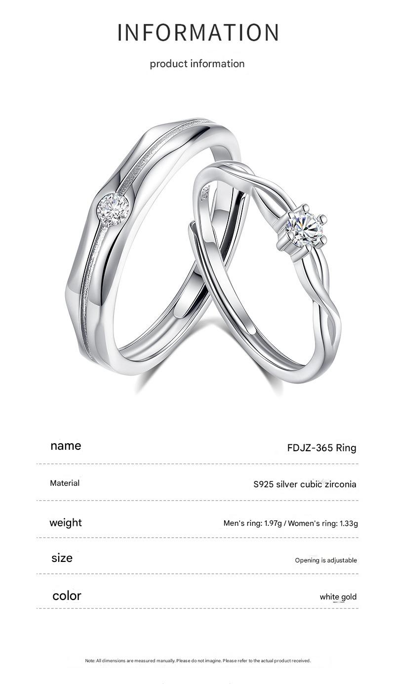 S925 sterling silver couple engagement ring