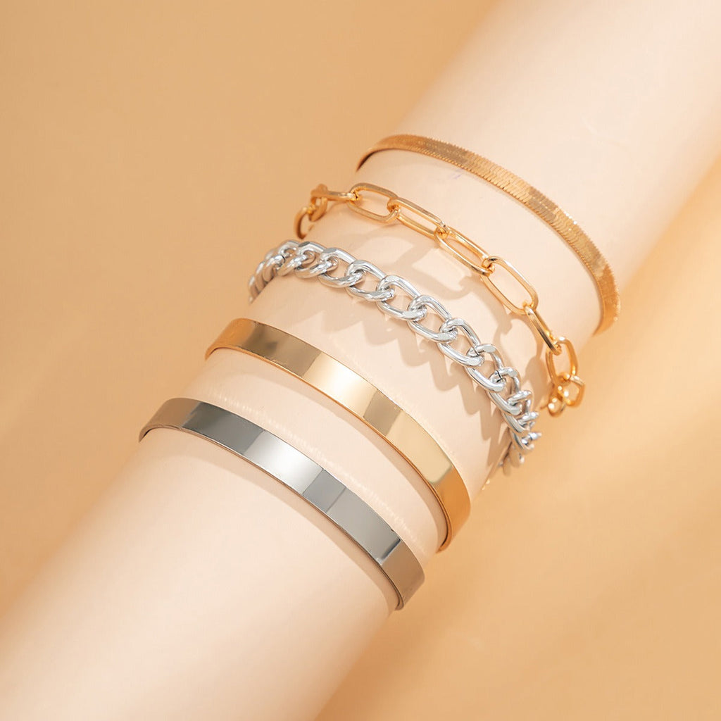 Smooth C-shaped mixed twist chain thread exaggerated O-shaped bracelet