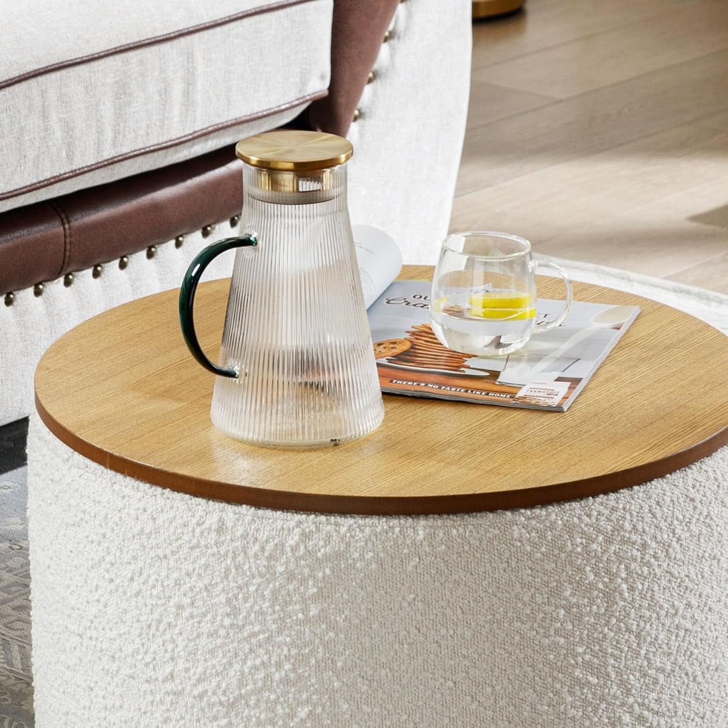 21 Inch Round Ottoman With Ample Storage Compartment
