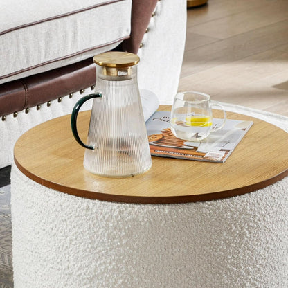 21 Inch Round Ottoman With Ample Storage Compartment
