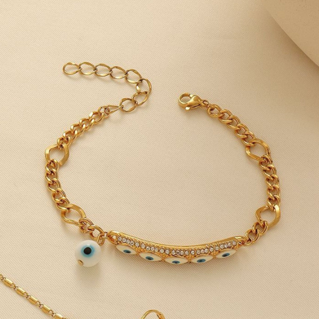 Middle Eastern Evil Eye Necklace, Bracelet and Earring Set