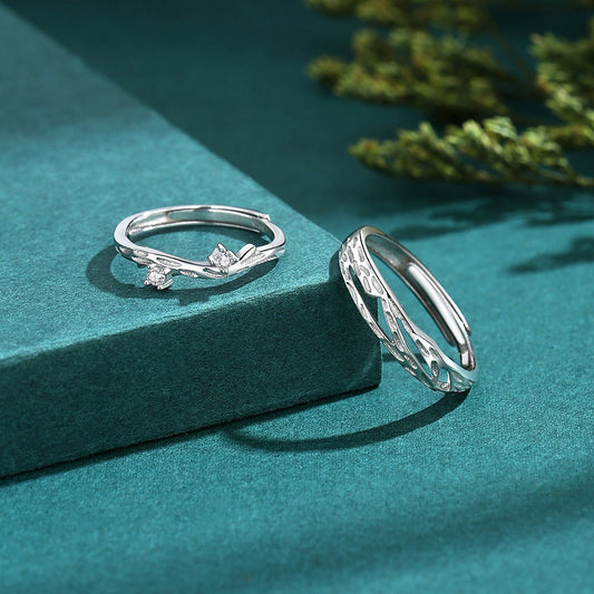 S925 sterling silver Chinese style couple engagement ring