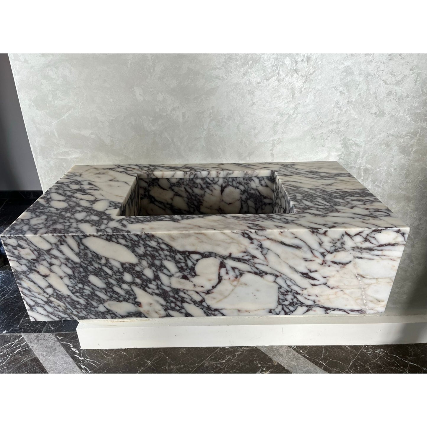 Calacatta Viola Marble Bathroom Vanity Sink Handcrafted Custom Contemporary Style