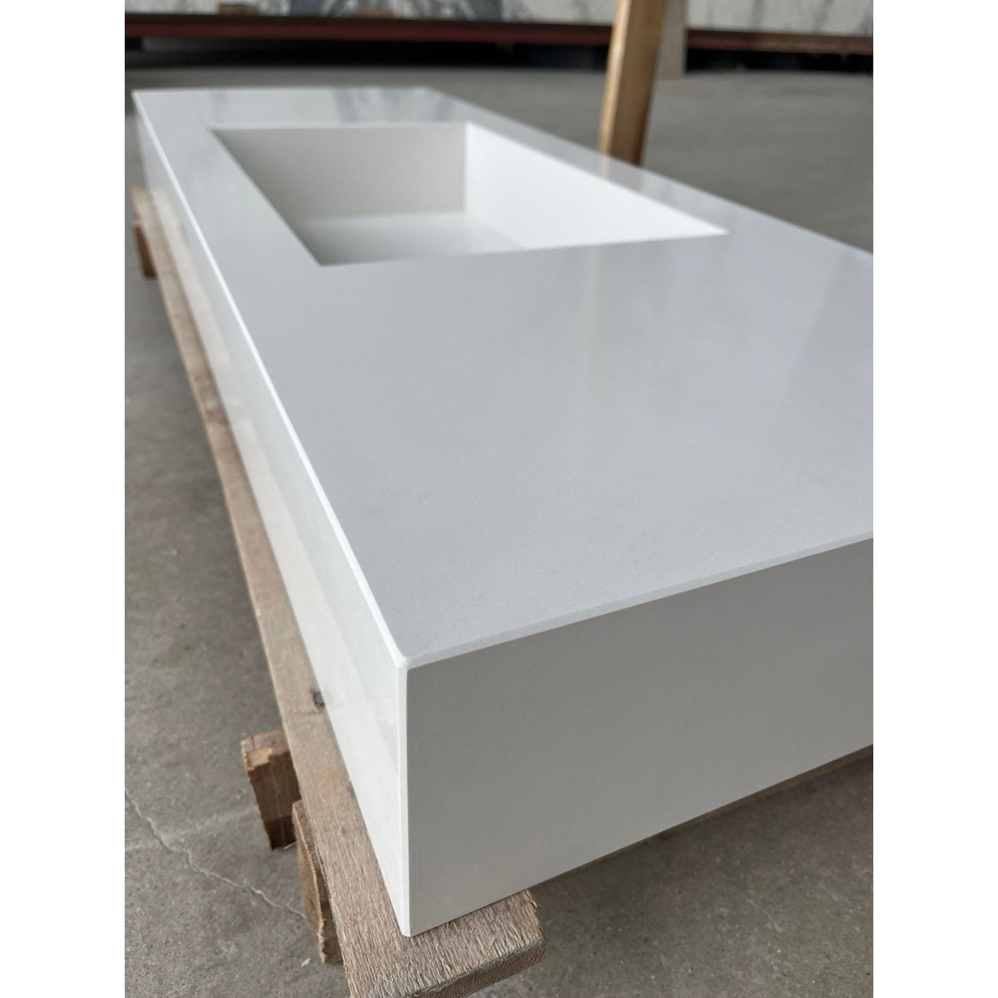 Pure White Quartz Kitchen Sink Handcrafted Engineered Stone Durable Bath Fixture