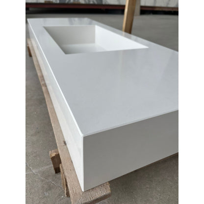 Pure White Quartz Kitchen Sink Handcrafted Engineered Stone Durable Bath Fixture