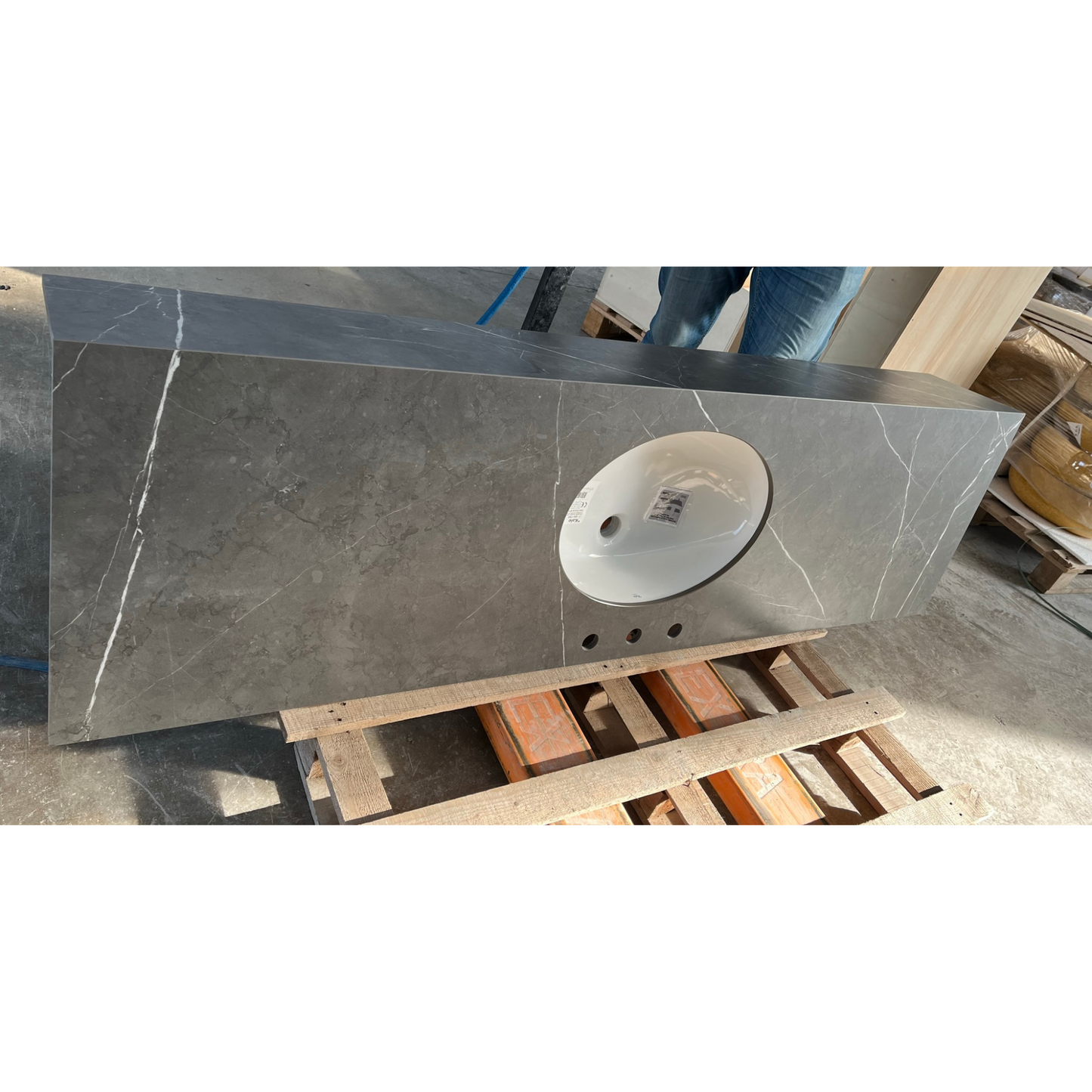 Pietra Grey Matte Porcelain Rectangular Sink - Contemporary Style