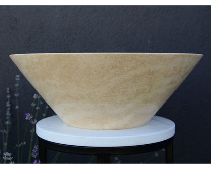 Handcrafted Light Beige Travertine Vessel Sink - Luxury Bathroom Vanity Countertop