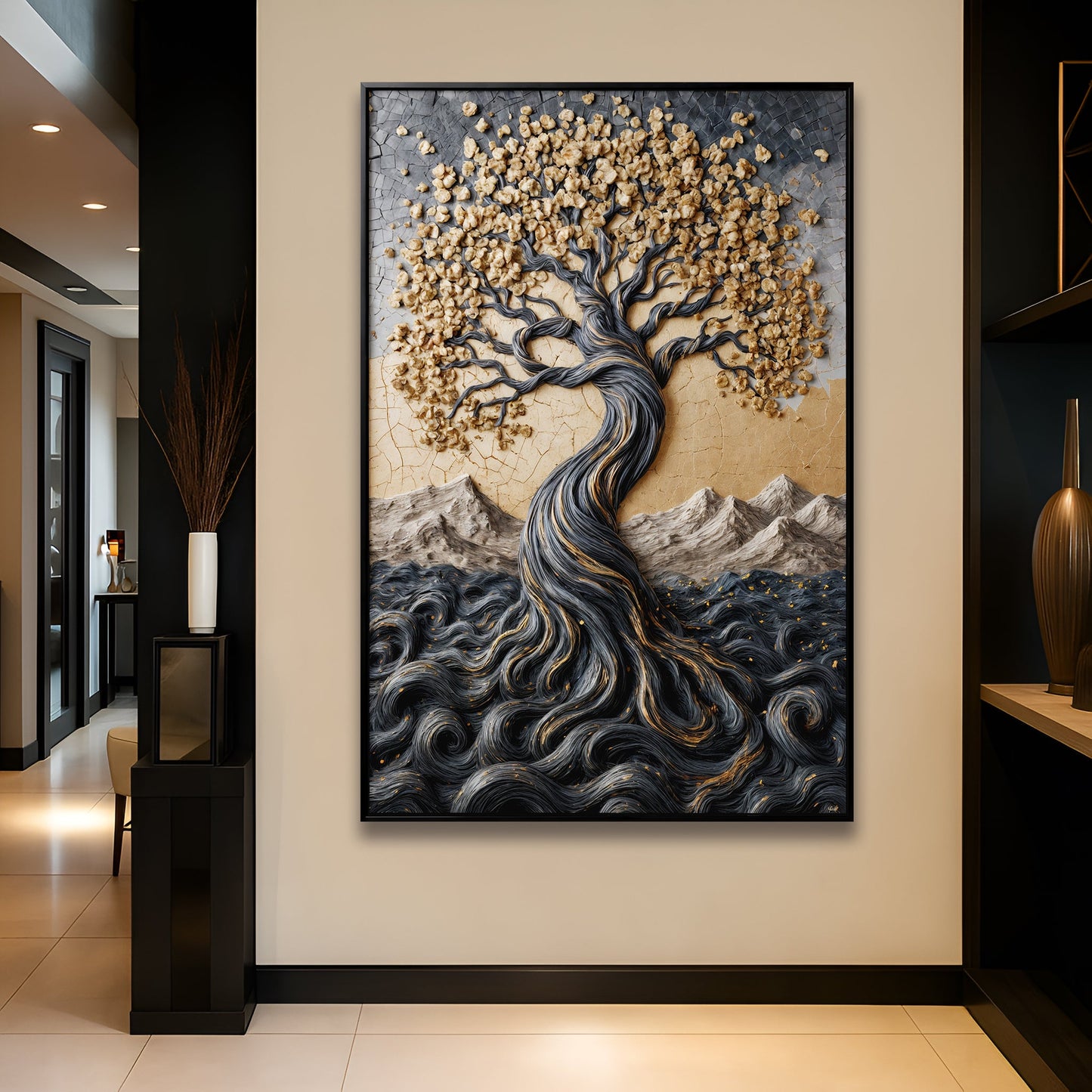 Golden Tree of Life Minimalist Wall Art