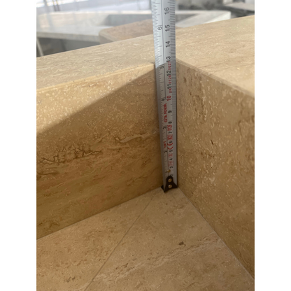 Travertine Beige Handcrafted Custom Bathroom Vanity Sink - Vein-Cut Natural Stone