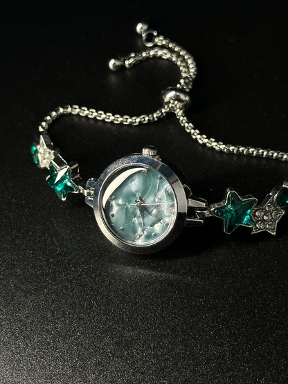 Green Diamond-studded Star Watch