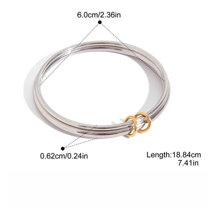 18K gold and S925 silver multi-strand bracelet with contrasting colors.