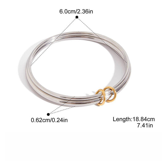 18K gold and S925 silver multi-strand bracelet with contrasting colors.