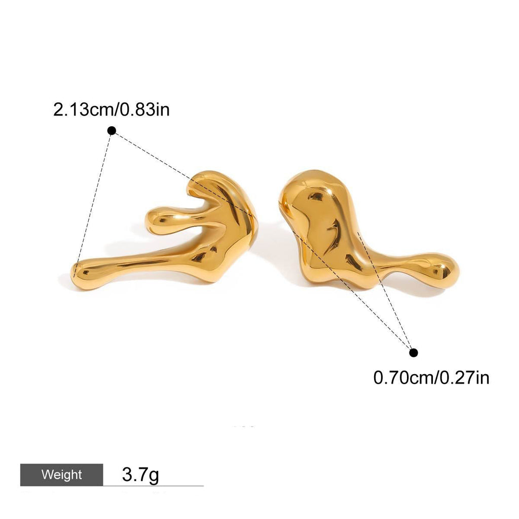 18K gold irregular shape design simple personality earrings