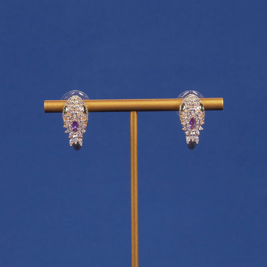 S925 Silver Needle Zircon Snake Stud Earrings