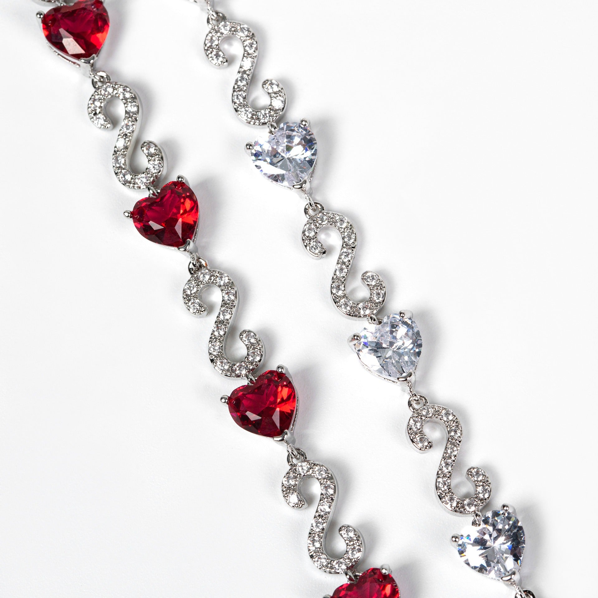 S925 Silver Number-Spliced Heart & Cubic Zirconia Bracelet