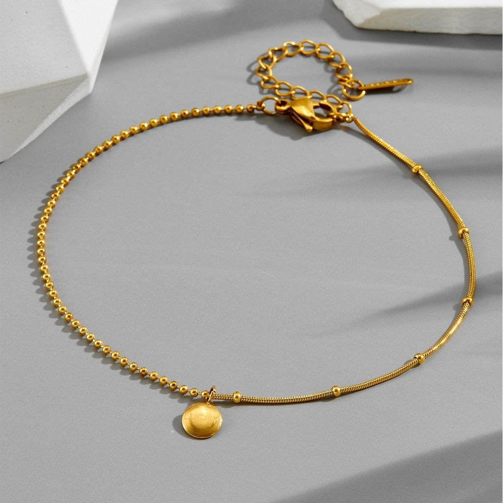 18K gold versatile ins style personalized fashion titanium steel anklet