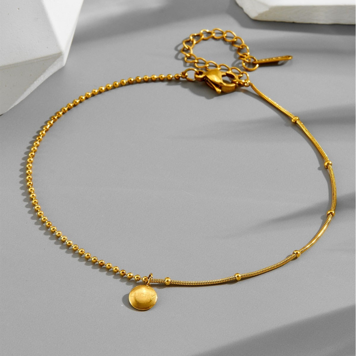18K gold versatile ins style personalized fashion titanium steel anklet
