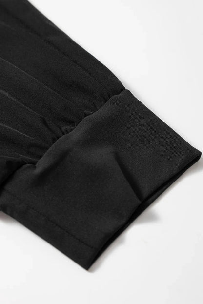 Black Elastic High Waist Pocketed Cargo Jogger Pants