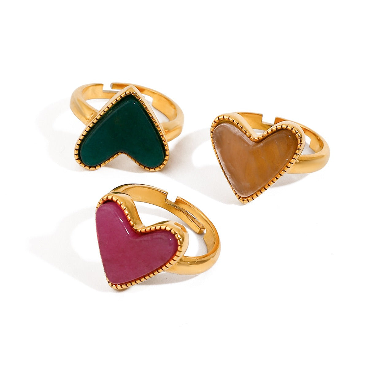 18K gold heart-shaped ring with textured design