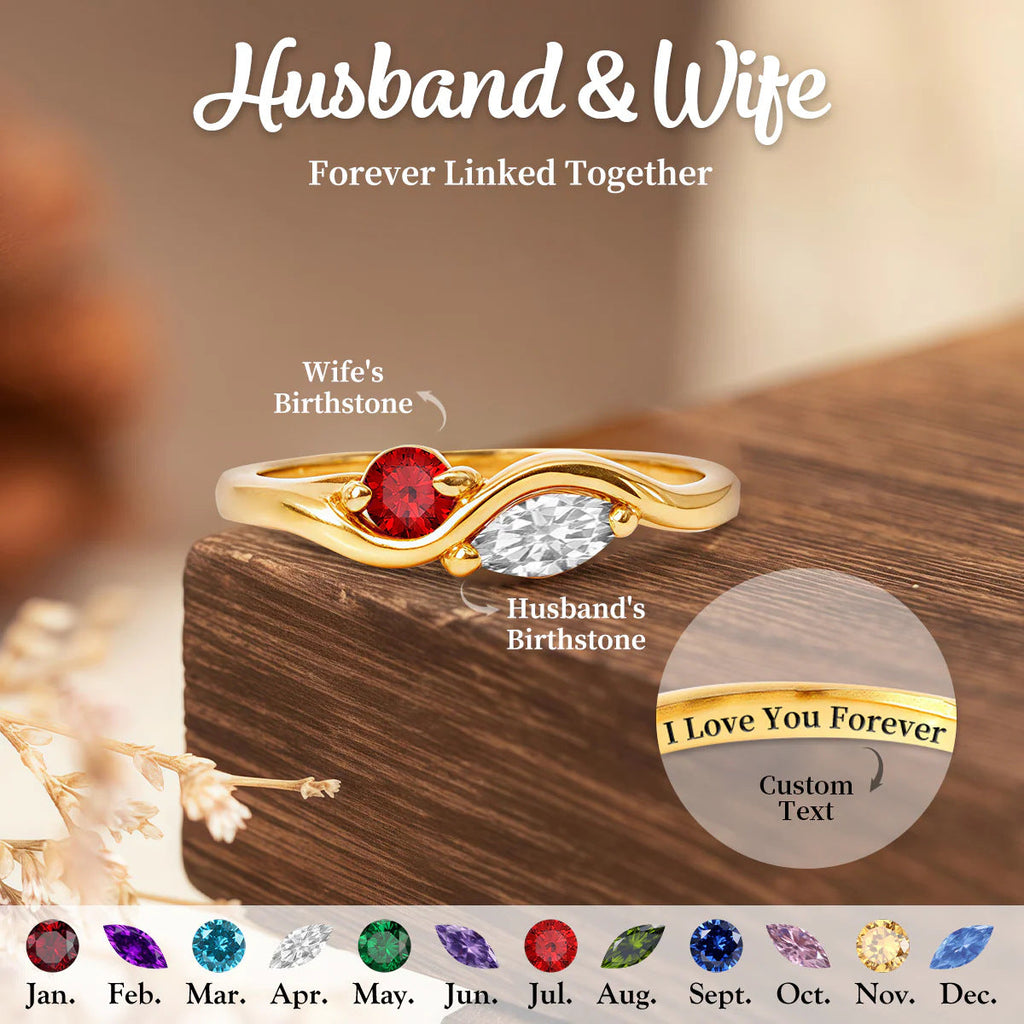 Elegant Wave Birthstone Ring