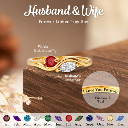 Elegant Wave Birthstone Ring