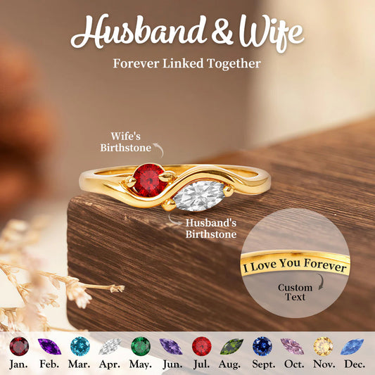 Elegant Wave Birthstone Ring