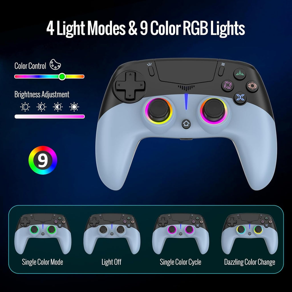 Wireless PS5 Controller with Hall Effect Sticks, RGB Lighting, Motion Control, Dual Vibration for PC