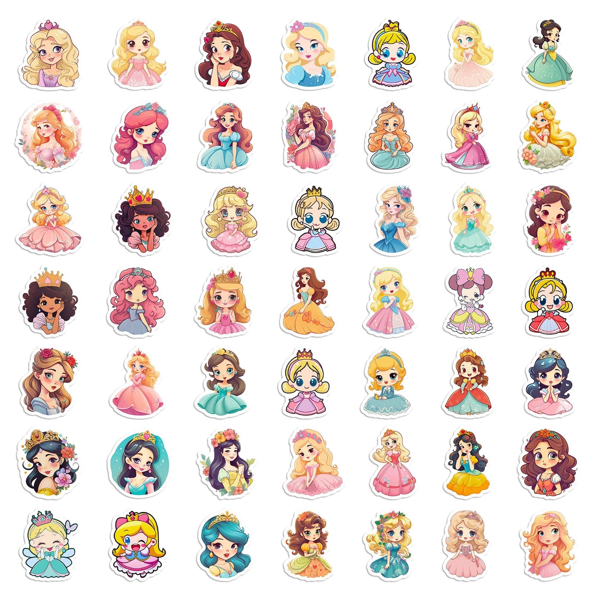 Princess Sticker Sheets – 100pcs Colorful Vinyl for DIY Projects