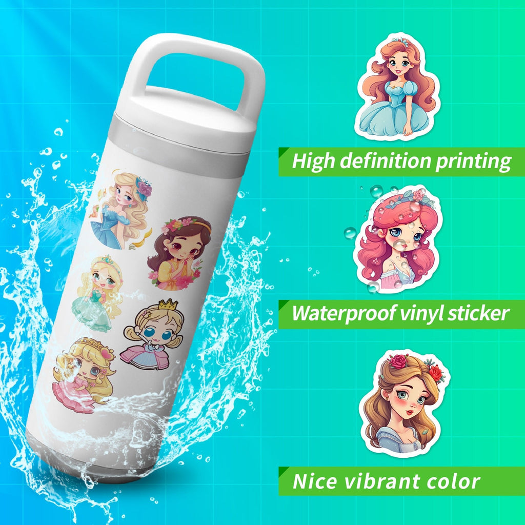 Princess Sticker Sheets – 100pcs Colorful Vinyl for DIY Projects