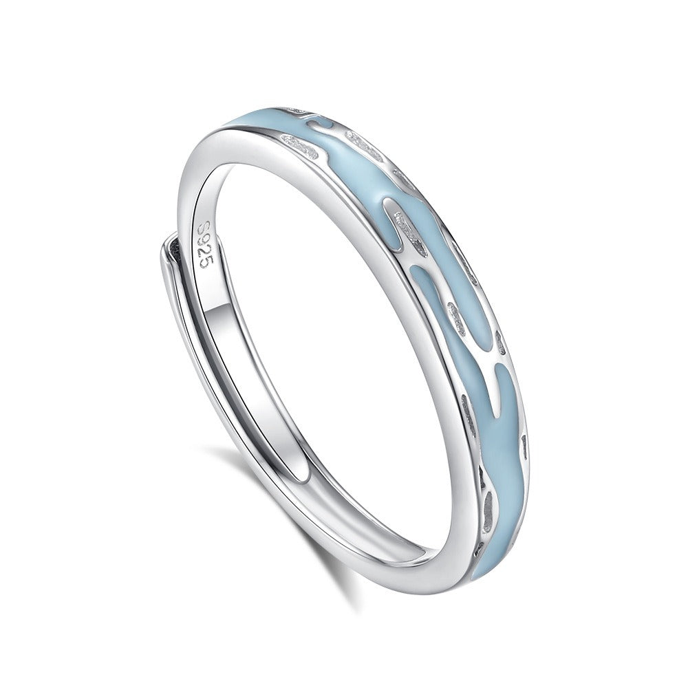 S925 sterling silver Jiangnan Misty Rain fluorescent couple ring