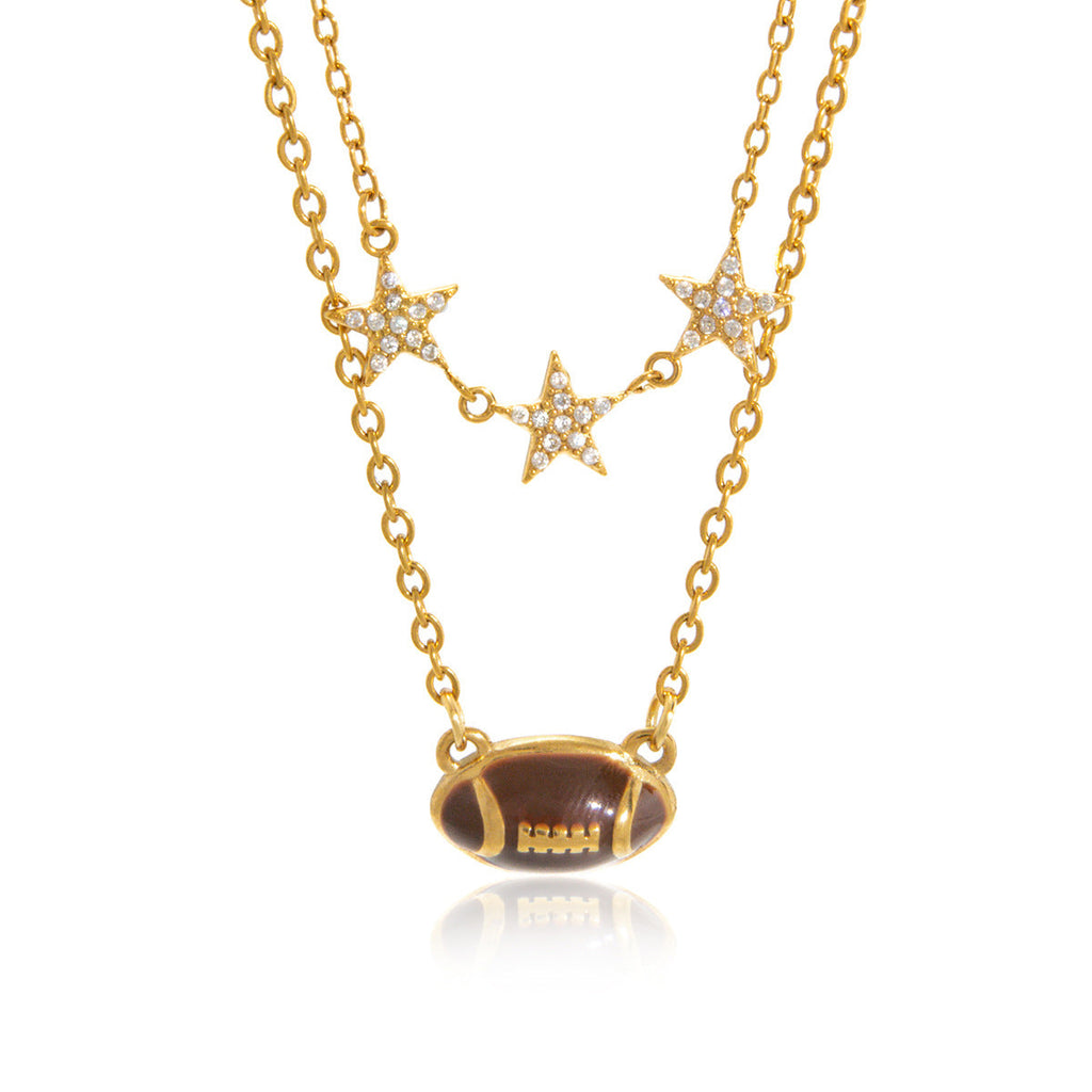 Stainless Steel Football Pendant Necklace