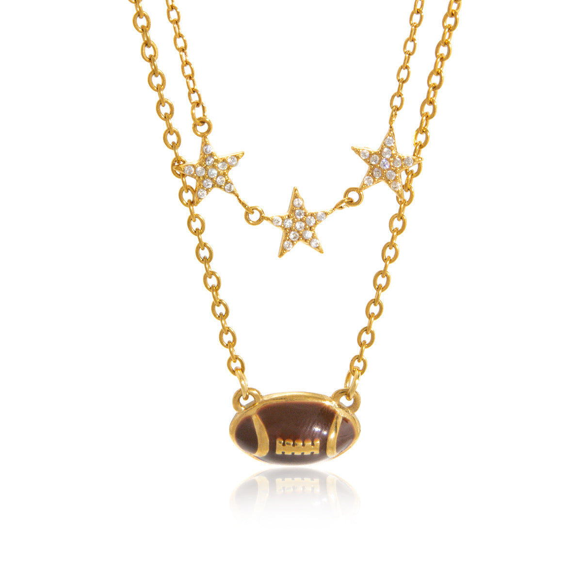 Stainless Steel Football Pendant Necklace