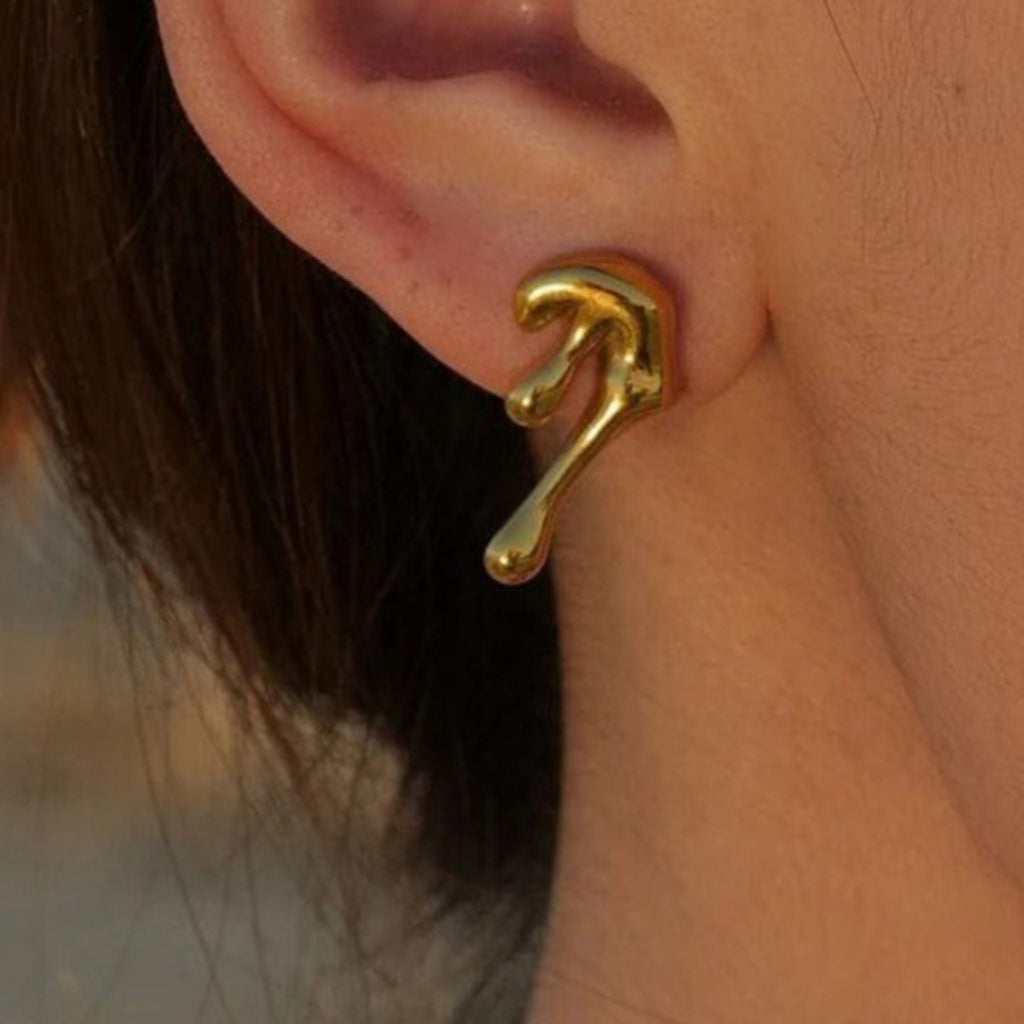 18K gold irregular shape design simple personality earrings