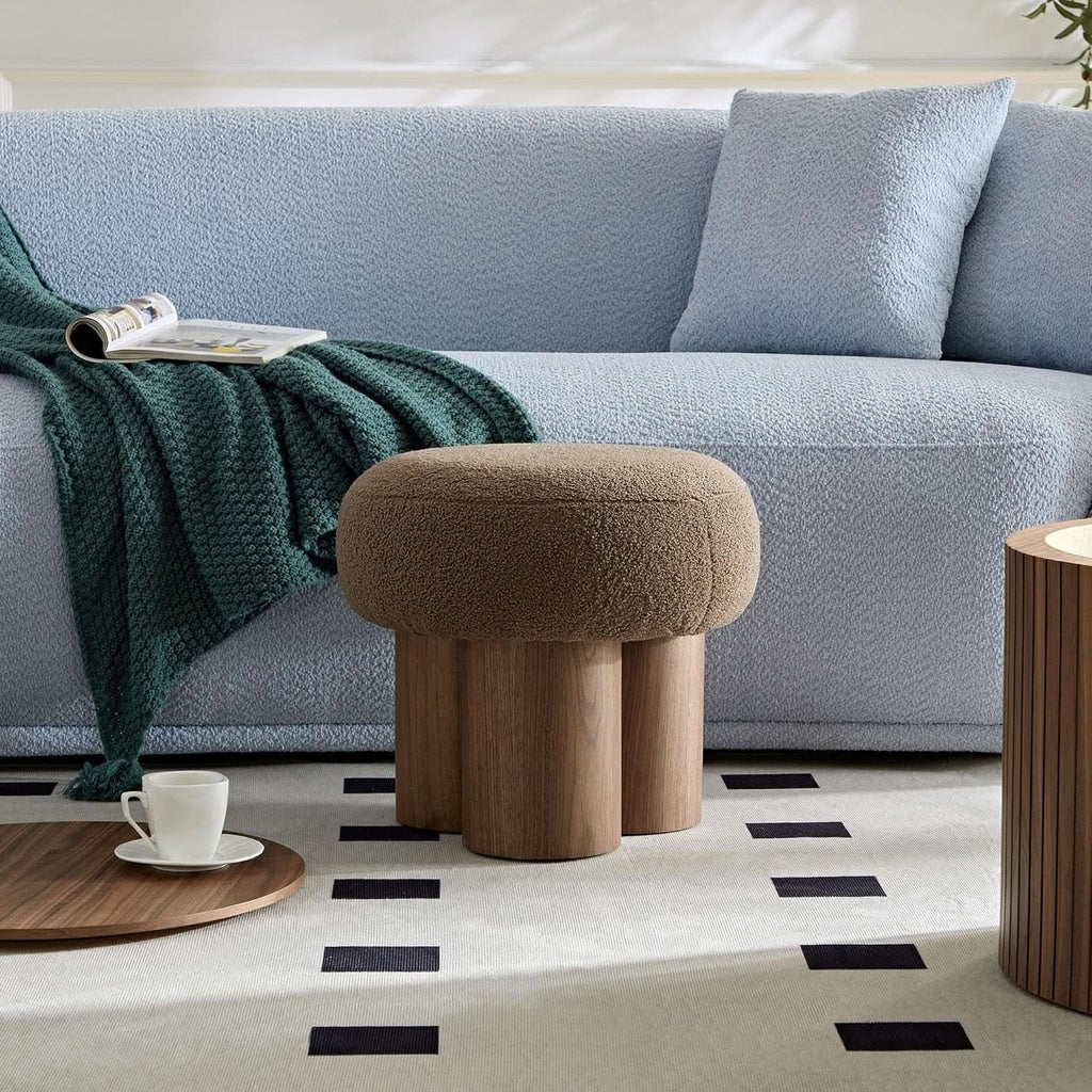 Brown Mushroom Stool Ottoman Footrest 16.54 Inches