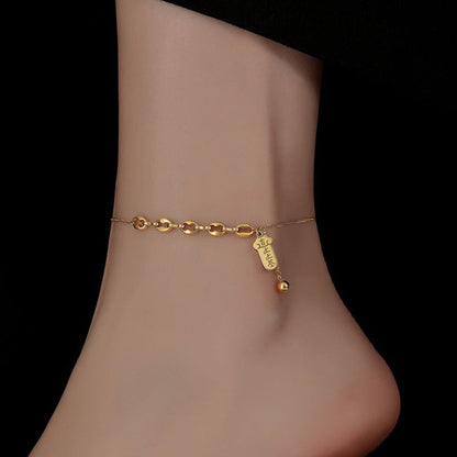 18k gold-plated titanium steel pendant anklet