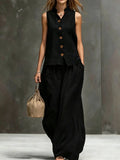 Women's Sleeveless Vest & Wide-Leg Pants Two-Piece Set