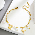 18k gold butterfly sun heart anklet shell necklace