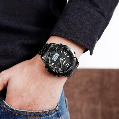 Dual-display Multi-function Business Steel-band Digital Watch