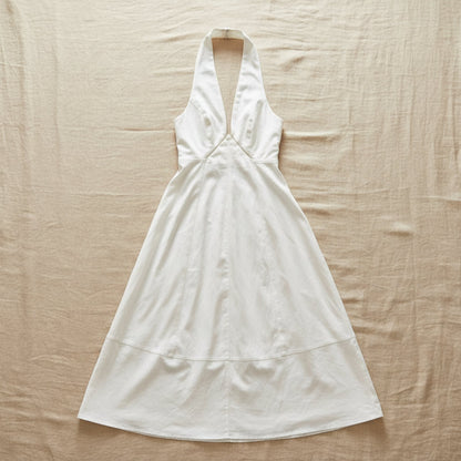 Women's Sleeveless Halter Neck Maxi Dress – A-Line High Waist