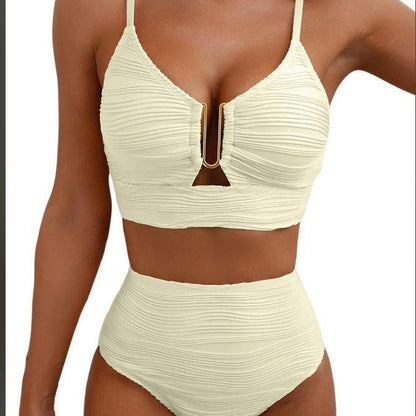 Women's Solid Color Gathering Swimsuit