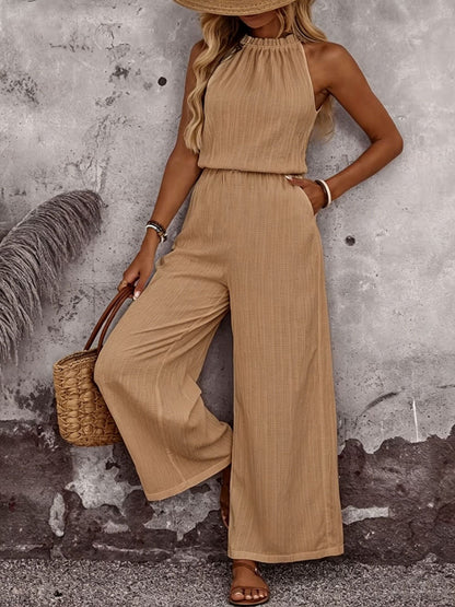 Women's Draped Neck Sleeveless Vest & Casual Pants Two-Piece Set
